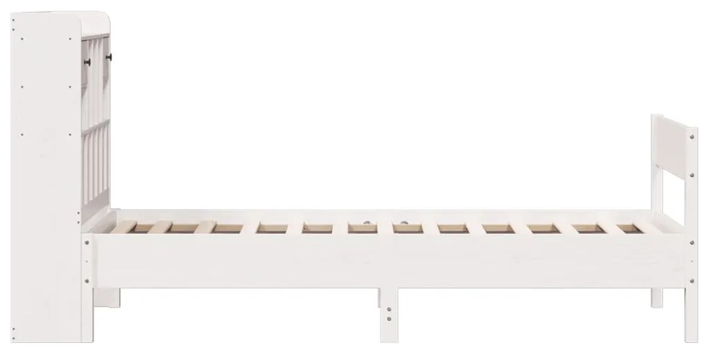 Cama com estante sem colchão 90x190 cm pinho maciço branco