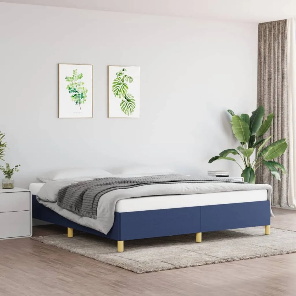 Estrutura de cama sem colchão 180x200 cm tecido azul