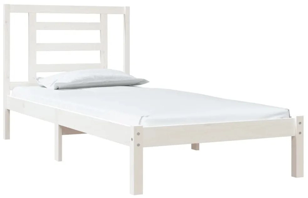 Cama sem colchão 100x200 cm madeira de pinho maciça branco