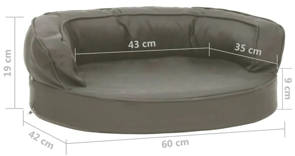 Cama para cães ergonómica 60x42cm aspeto linho cinzento-escuro