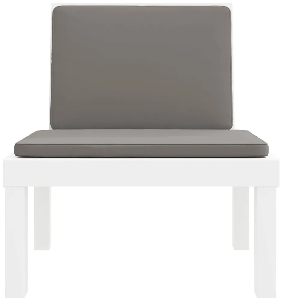3 pcs conjunto lounge de jardim com almofadões PP branco