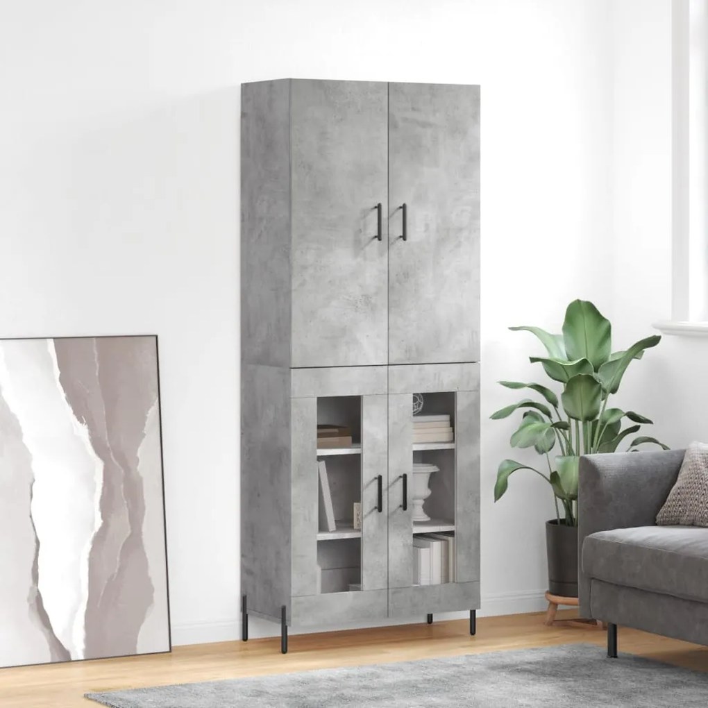 vidaXL Armário alto 69,5x34x180 cm derivados de madeira cinza cimento