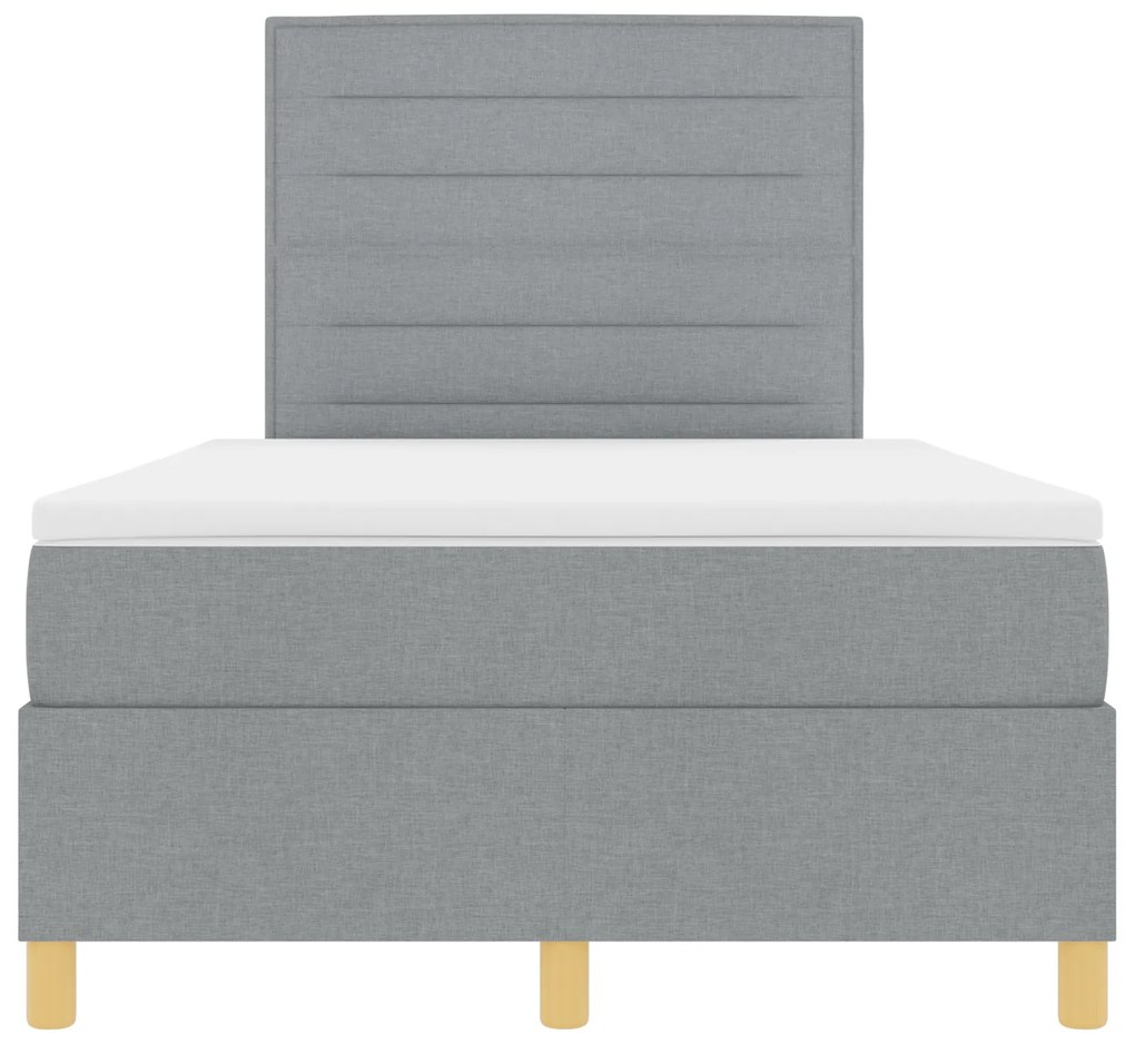 Cama Box Spring com Colchão Cinza Claro 120x200 cm Tecido