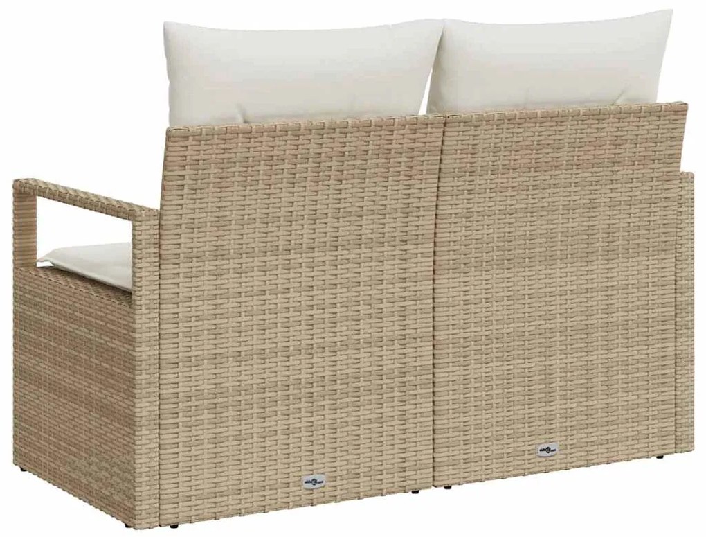 Sofá de Jardim para 2 Pessoas com Almofadas Bege em Rattan Sintético