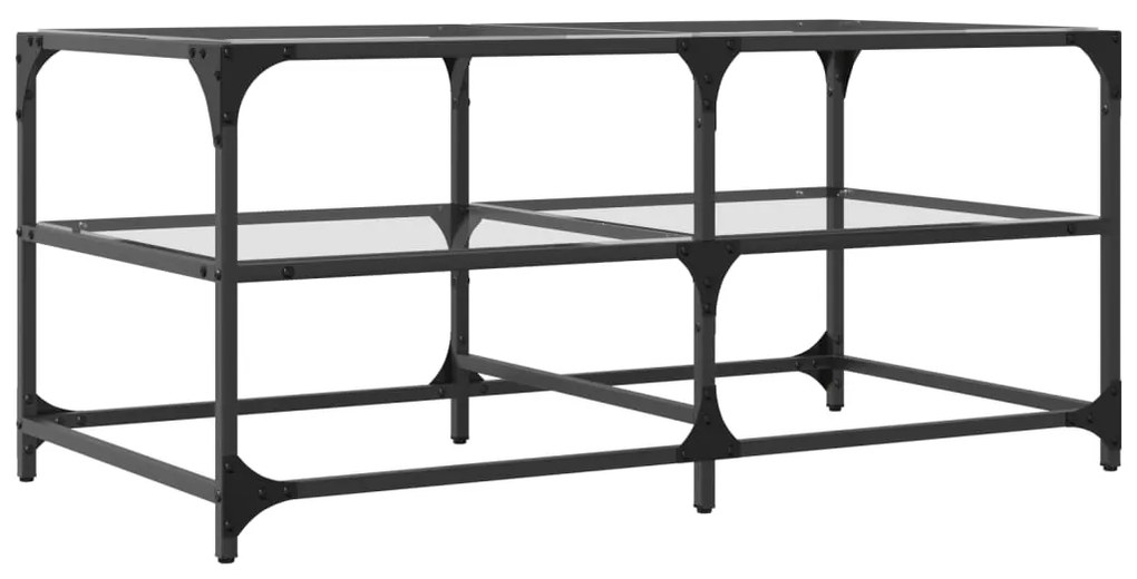 Mesa de centro c/ topo em vidro transparente 98,5x50x45 cm aço