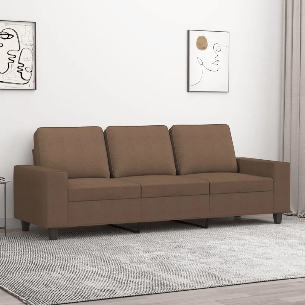 vidaXL Sofá de 3 lugares tecido 180 cm castanho