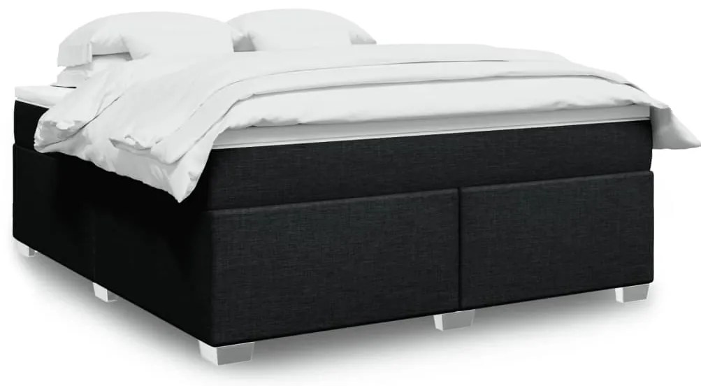 vidaXL Cama com molas/colchão 180x200 cm tecido preto