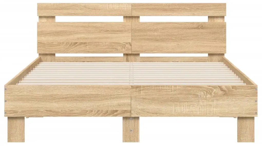 Estrutura cama c/ cabeceira/luzes LED 135x190cm carvalho sonoma