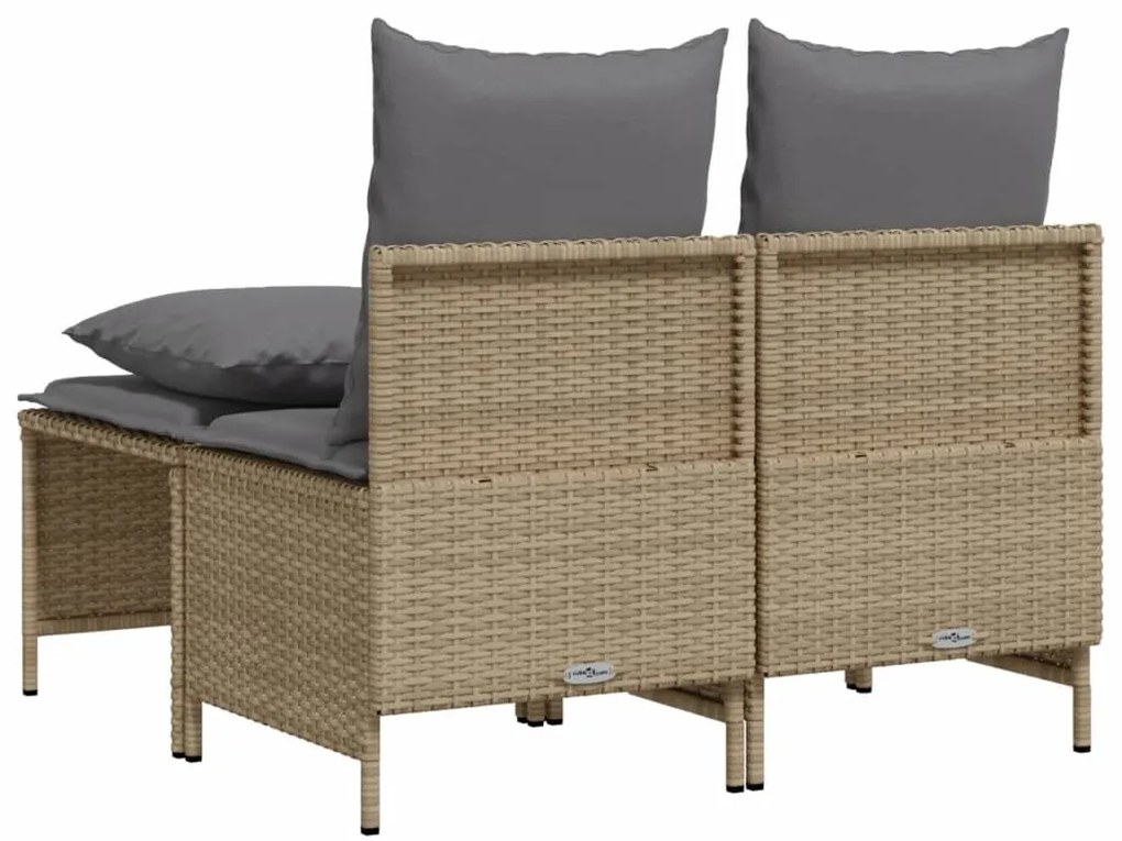 4 pcs conjunto de sofás para jardim c/ almofadões vime PE bege