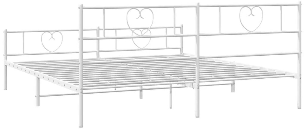 Estrutura de cama com cabeceira e pés 193x203 cm metal branco