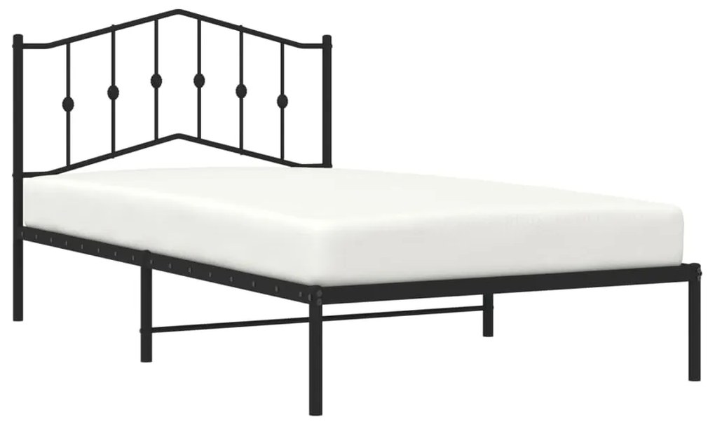 Estrutura de cama com cabeceira 107x203 cm metal preto