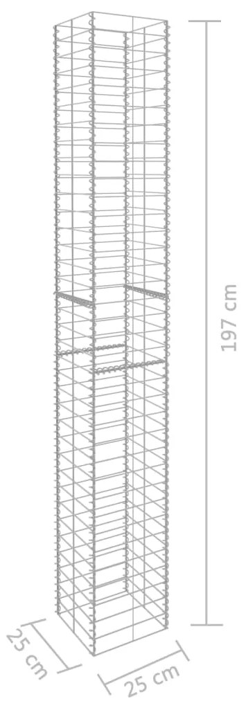 Cestos gabião 3 pcs aço galvanizado 25x25x197 cm