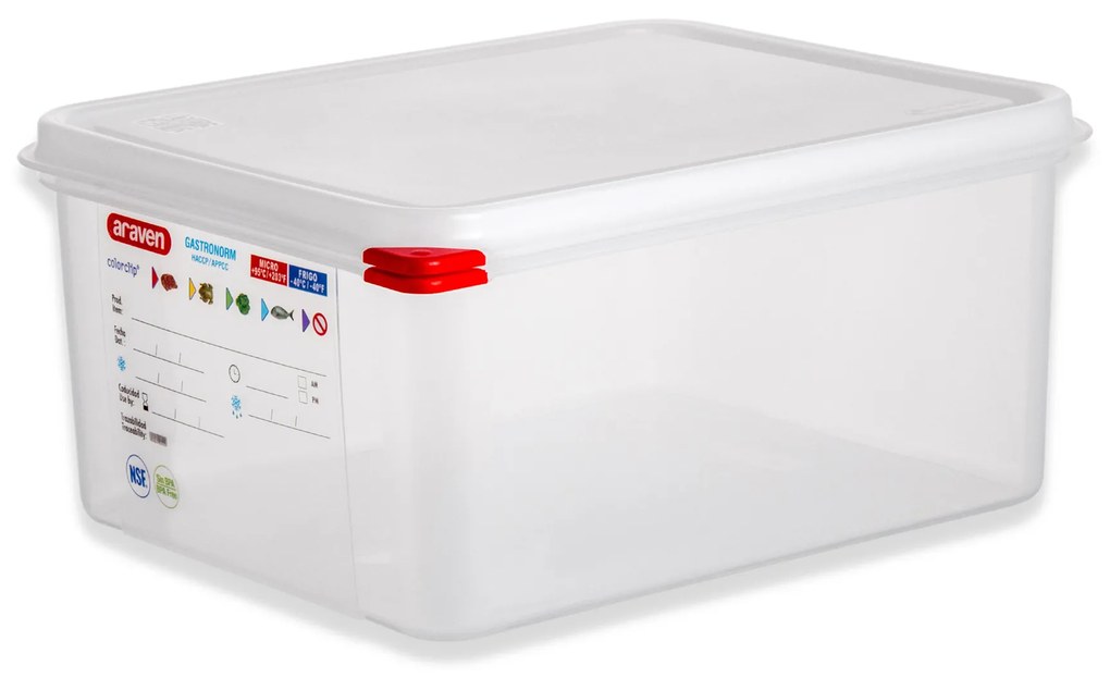 Caixa Hermética Polipropileno Tampa Branca Gn1/2 10L 32.5X26.5X15cm