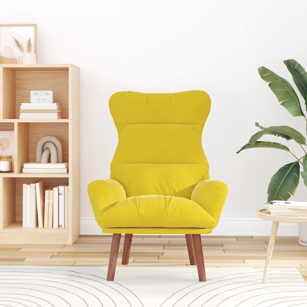 Poltrona Relaxante Veludo Amarelo