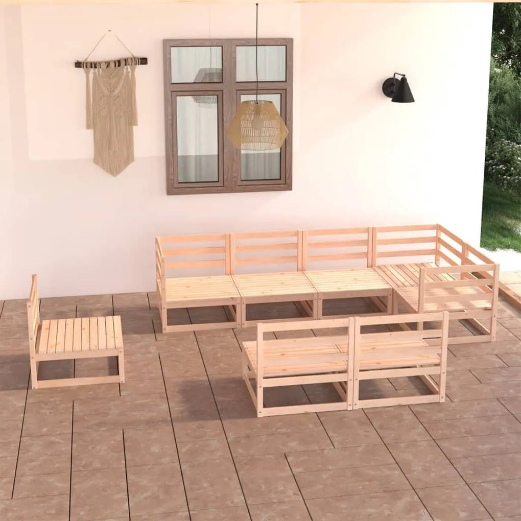 vidaXL 8 pcs conjunto lounge de jardim pinho maciço