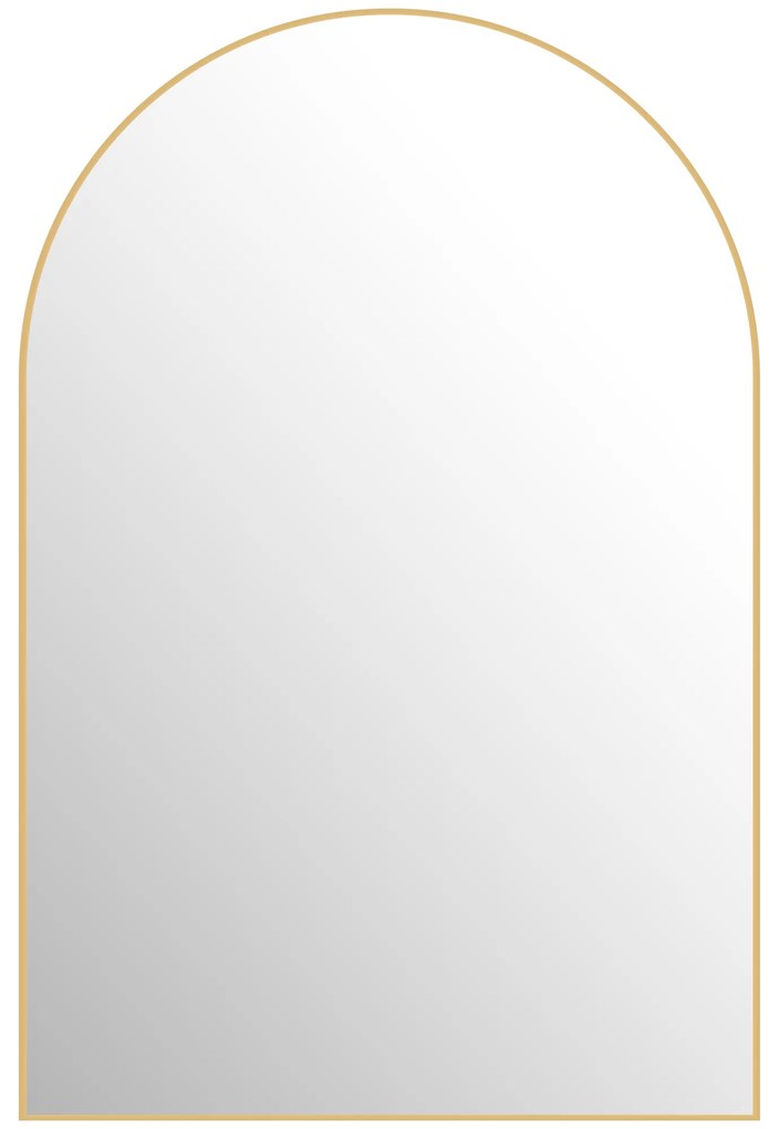 HOMCOM Espelho Mural Arqueado para Casa de Banho com Moldura em Liga de Alumínio para Quarto Sala Entrada 60×90 cm Ouro | Aosom Portugal