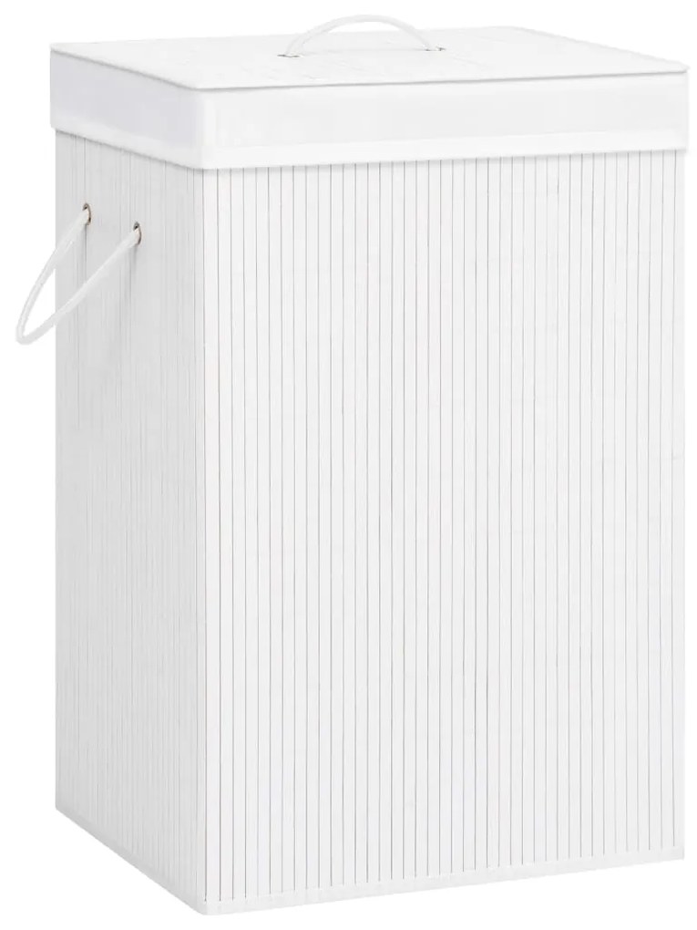 vidaXL Cesto para roupa suja c/ 2 secções 72 L bambu branco