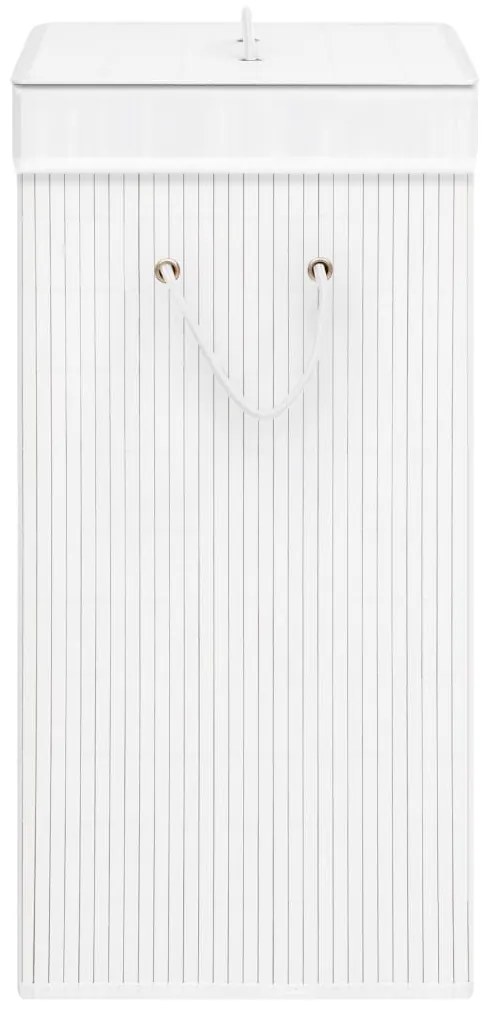 Cesto para roupa suja c/ 2 secções 72 L bambu branco