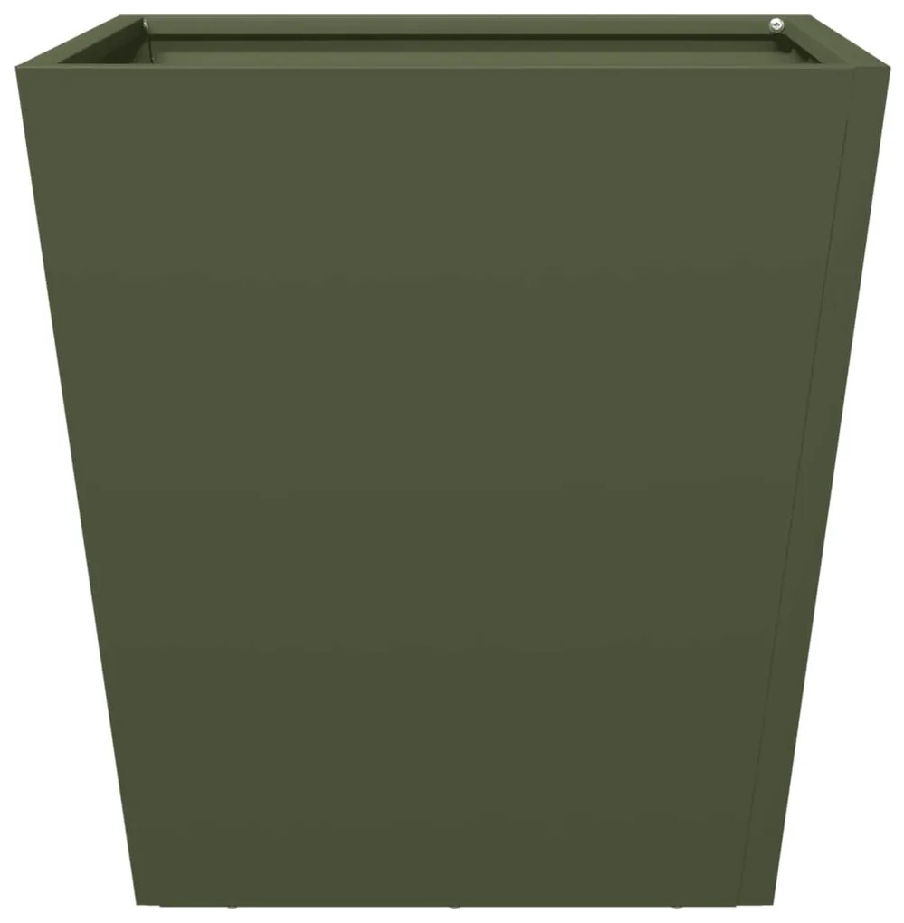 Vaso/floreira de jardim 2 pcs 40x40x40 cm aço verde azeitona