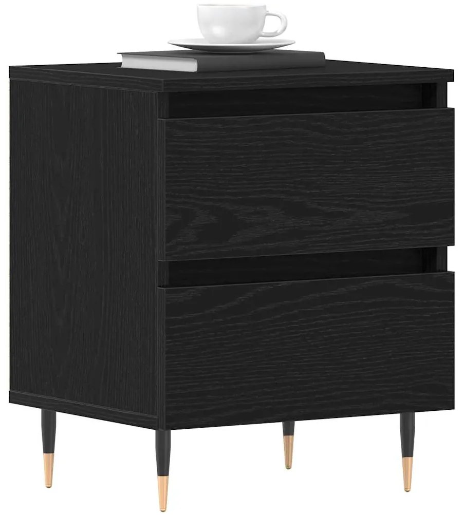 Camas de Cabeceira vidaXL 2 pcs Preto Carvalho 40x35x50 cm Madeira de