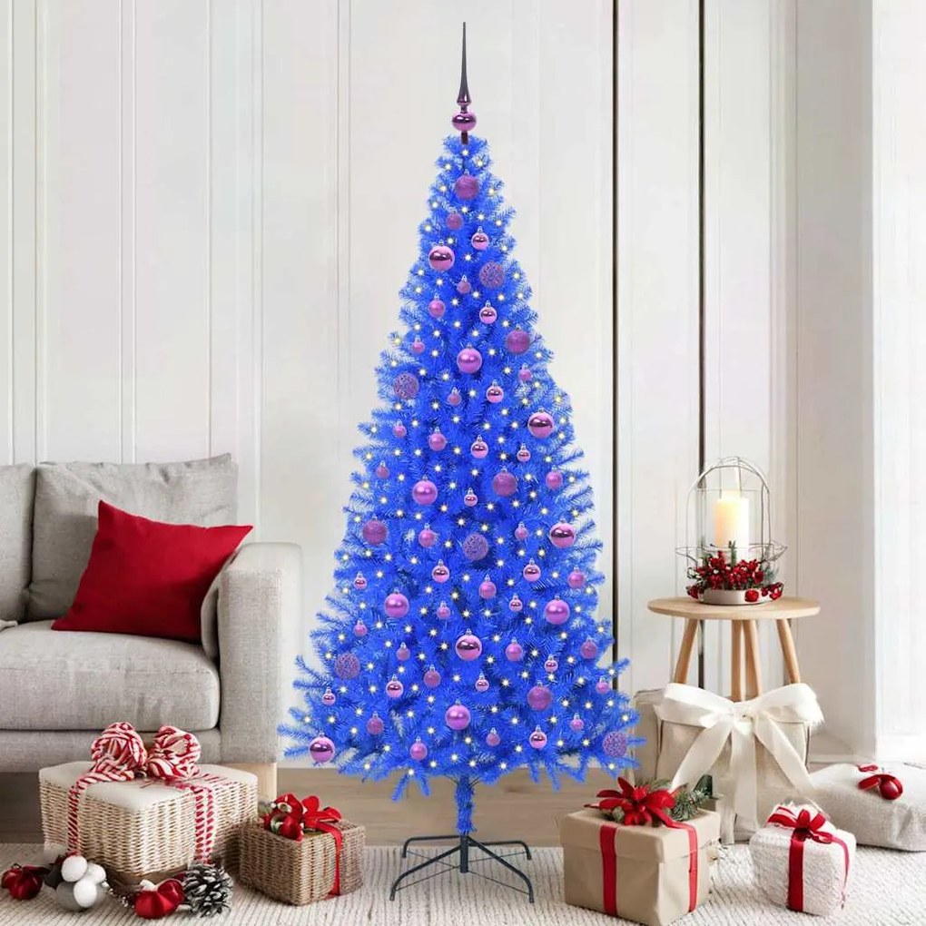vidaXL Árvore de Natal com 300 LEDs com suporte Azul 180 cm PVC
