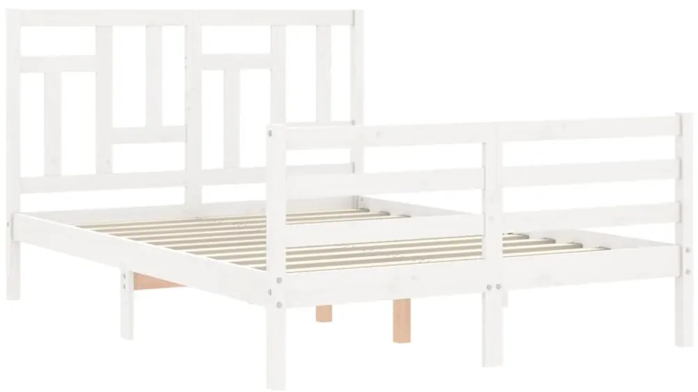 Estrutura de cama com cabeceira 140x200cm madeira maciça branco