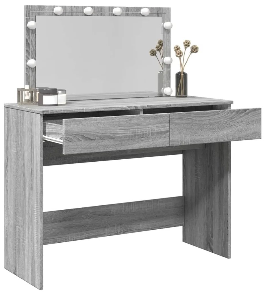 Toucador com LEDs 100x40x120 cm sonoma cinza