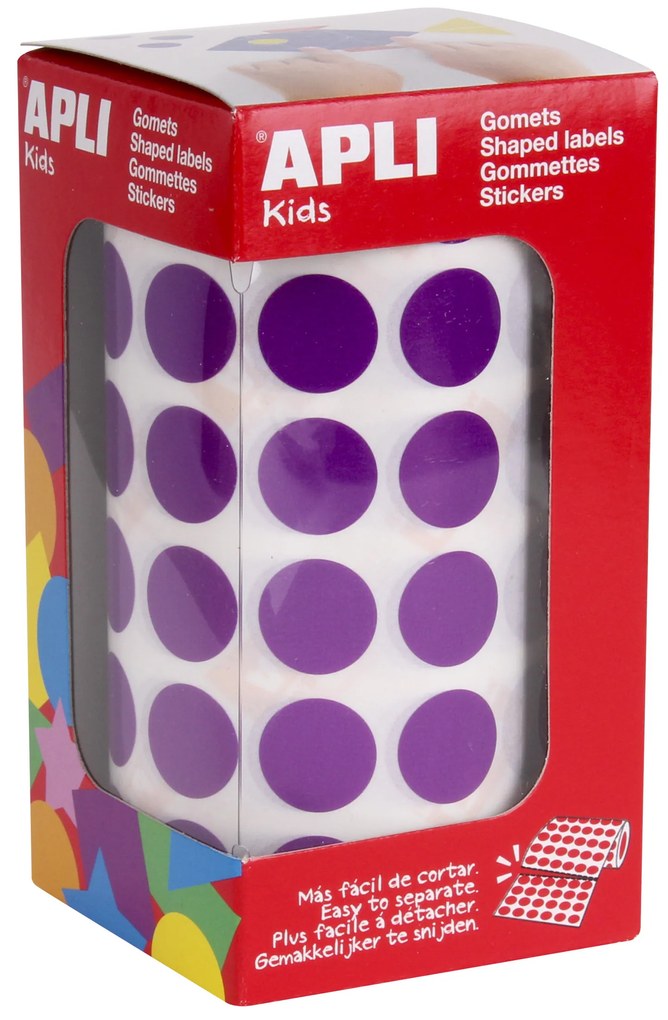 Rolo Autocolantes Redondo Roxo 15MM
