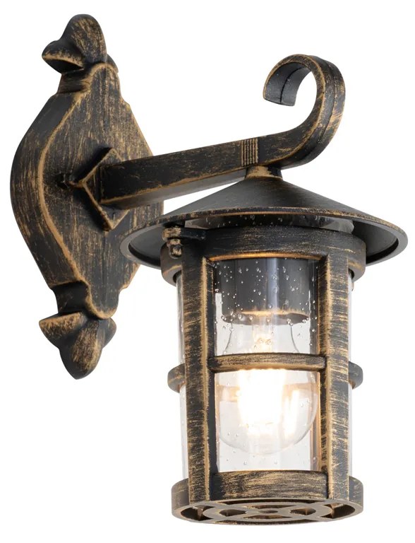 Candeeiro de parede exterior clássico dourado antigo IP44 - Herb