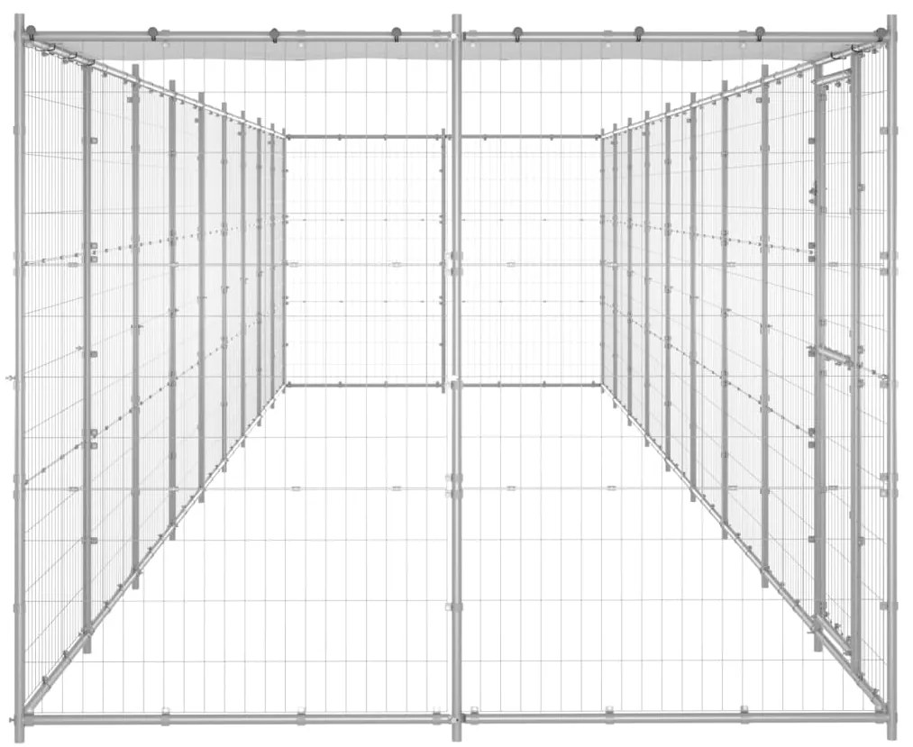 Canil de exterior com telhado 21,78 m² aço galvanizado