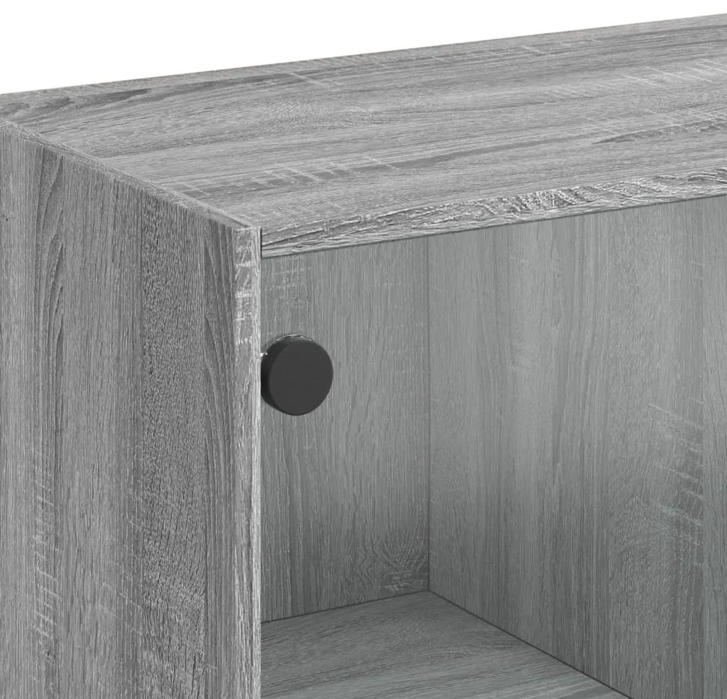 Mesa de centro c/ portas de vidro 102x50x42 cm cinza sonoma