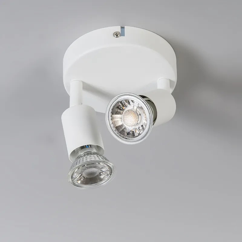 Foco moderno branco inclinável redondo 2 luzes - Jeany Moderno