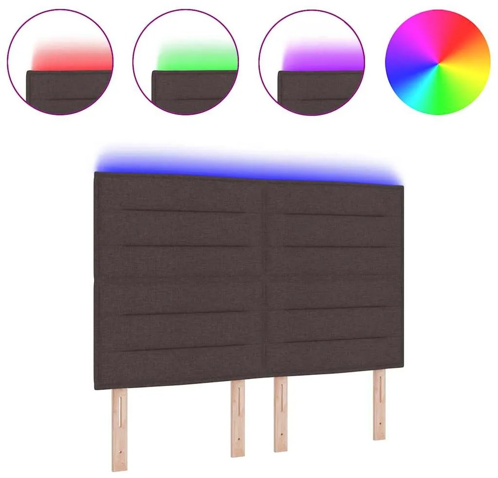 Cabeceira LED Design Linhas Castanha Escura 72 cm Tecido