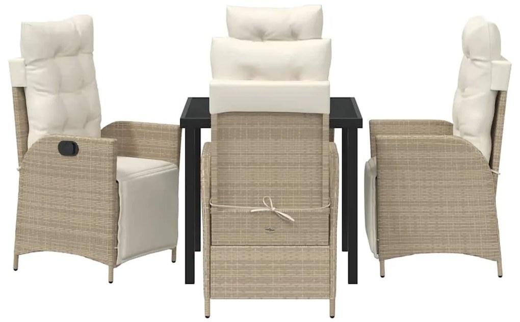Conjunto de Jantar para Jardim de 5 Peças em Rattan Sintético Bege