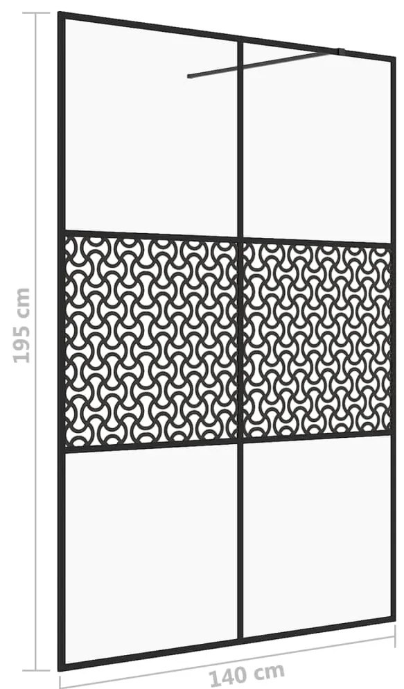 Divisória de chuveiro c/ vidro transparente ESG 140x195cm preto