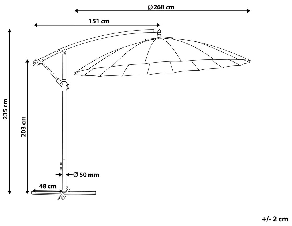 Guarda-Sol de jardim de alumínio ⌀ 268 cm cinzento claro CALABRIA II Beliani