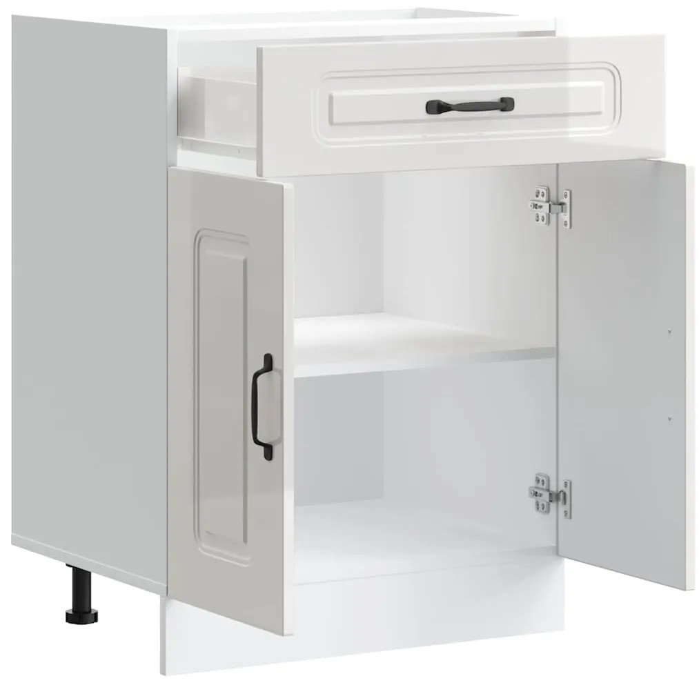 Armário de cozinha baixo Kalmar branco alto brilho