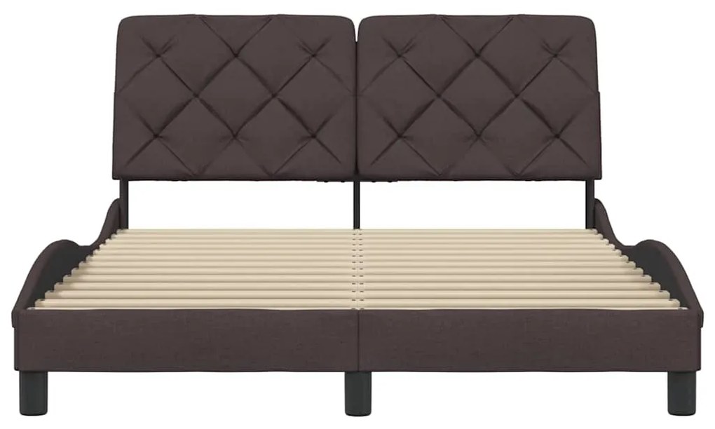 Estrutura de cama sem colchão 120x200 cm tecido castanho-escuro
