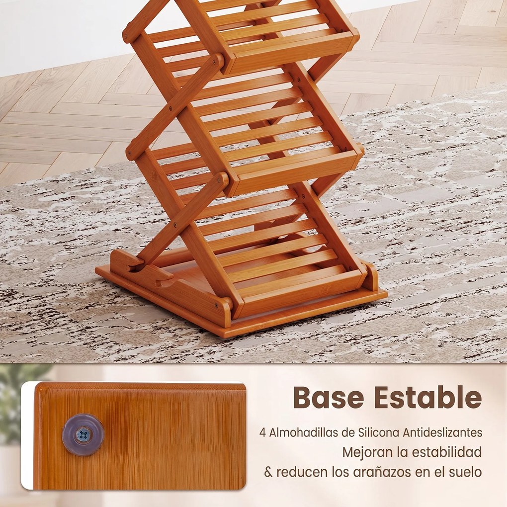 Expositor de Folhetos Dobrável, 40 x 35 x 146 cm, 5 Níveis com Altura Regulável, Nogueira