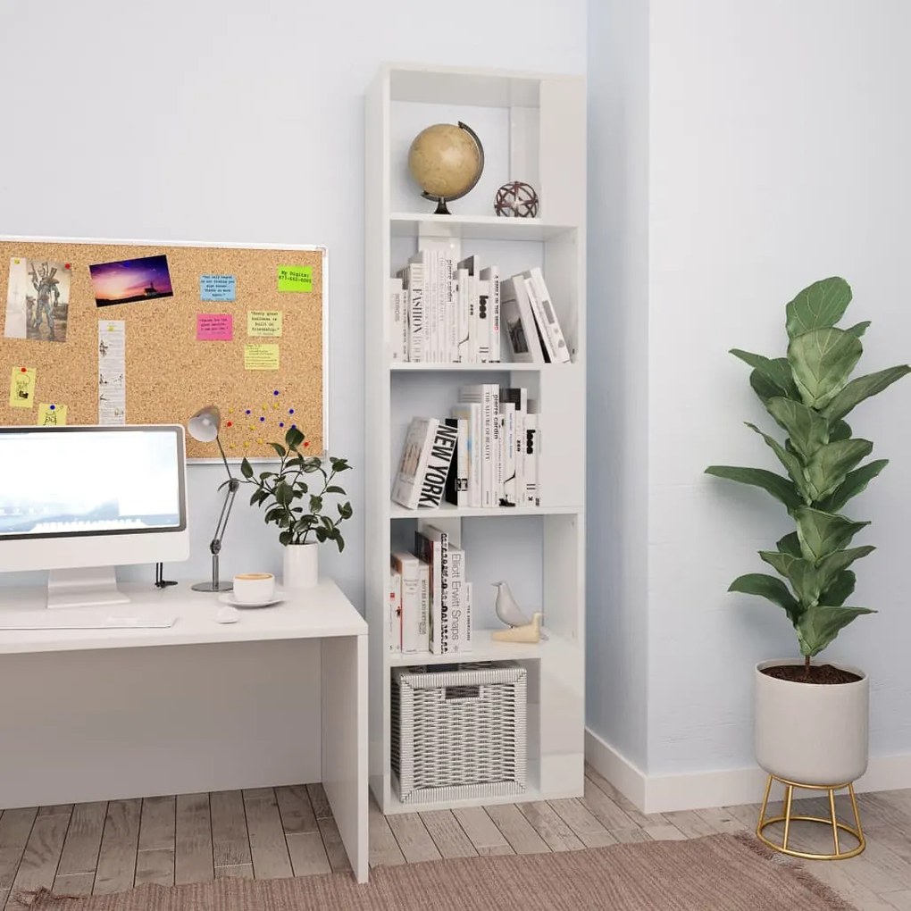 800114 vidaXL Estante/divisória 45x24x159 cm contraplacado branco brilhante