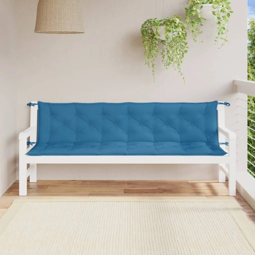 Almofadões banco jardim 2pcs 200x50x7cm mesclado tecido azul