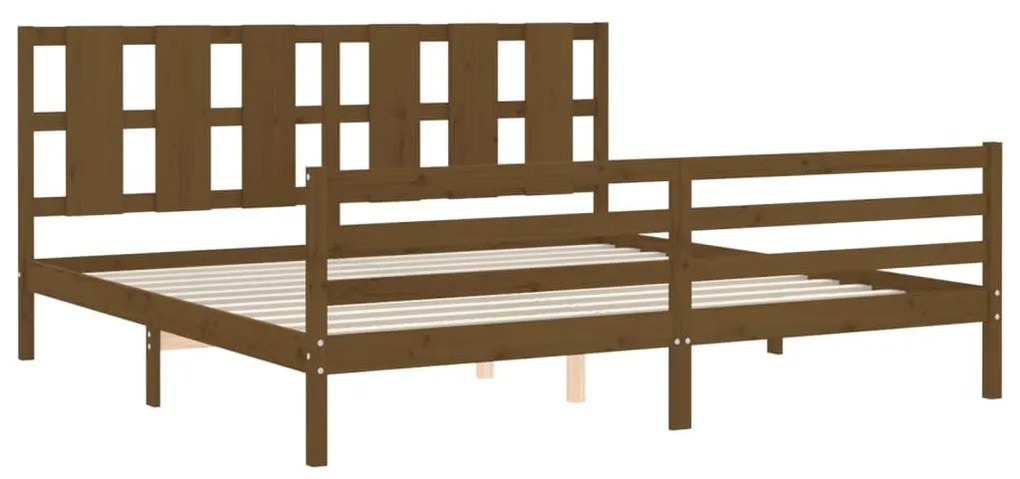 Estrutura cama c/ cabeceira 200x200cm maciço castanho-mel