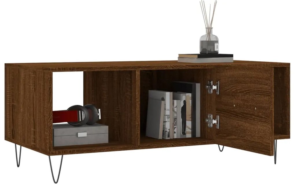 Mesa de centro 102x50x40 cm derivados madeira carvalho castanho
