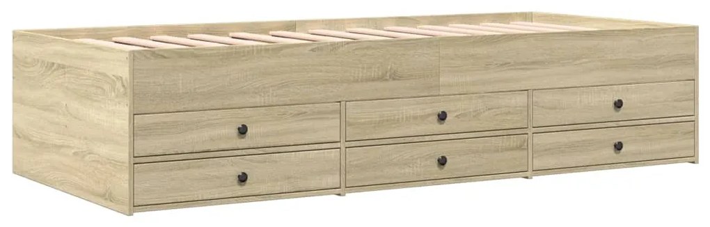 Sofá-cama com gavetas sem colchão 75x190 cm carvalho sonoma