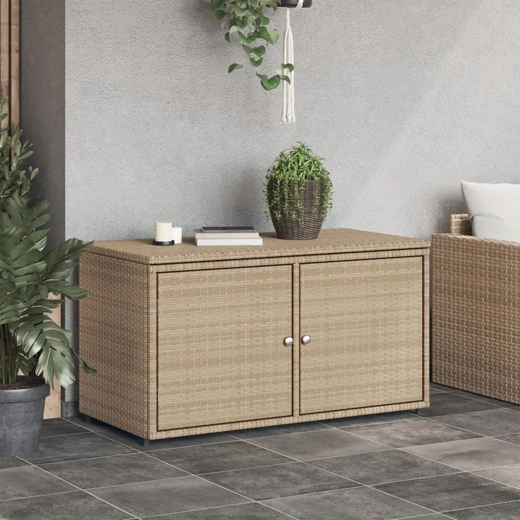 Armário de arrumação para jardim 110x55x60,5 cm vime PE bege