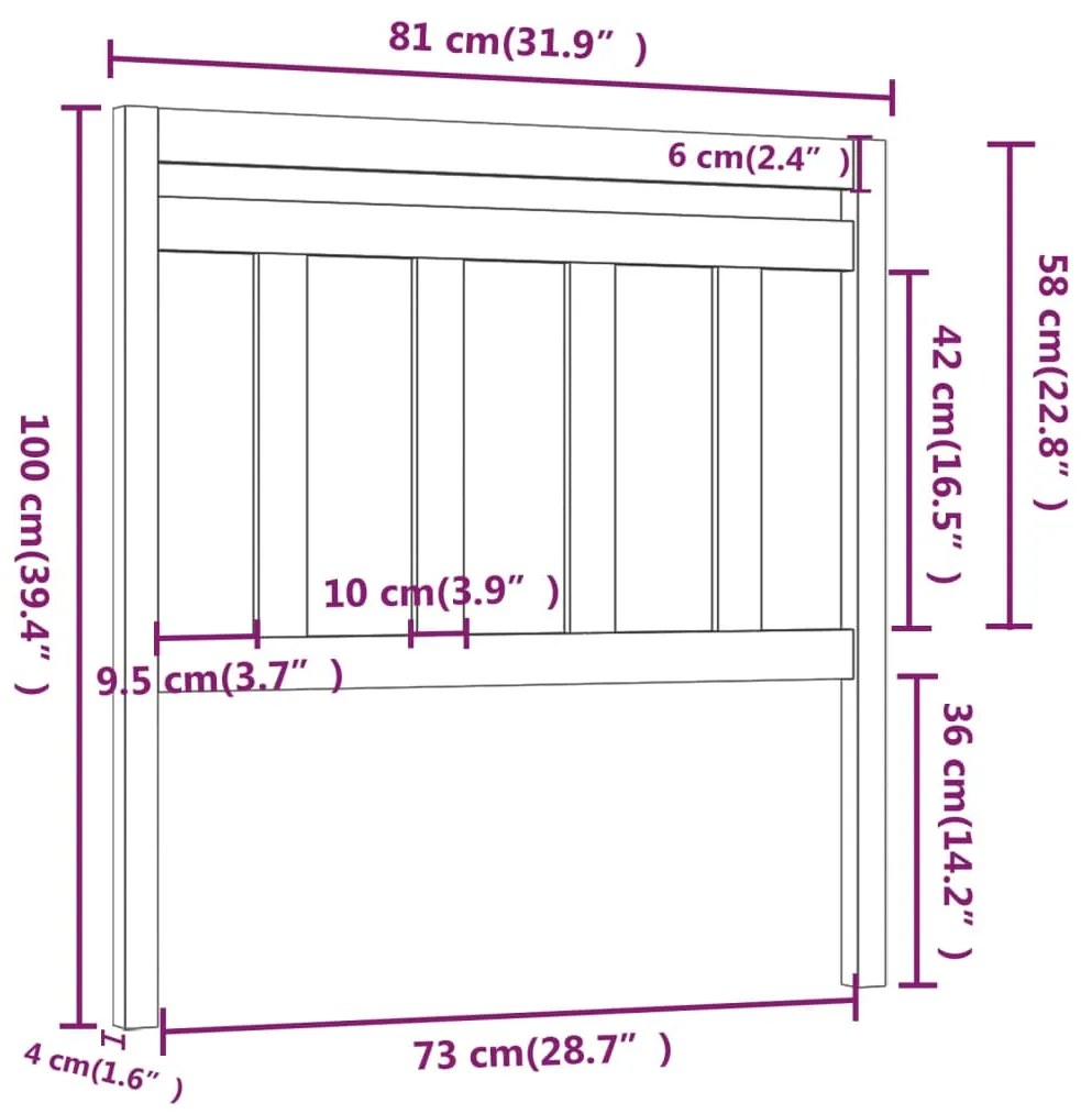 Cabeceira de cama 81x4x100 cm pinho maciço castanho mel