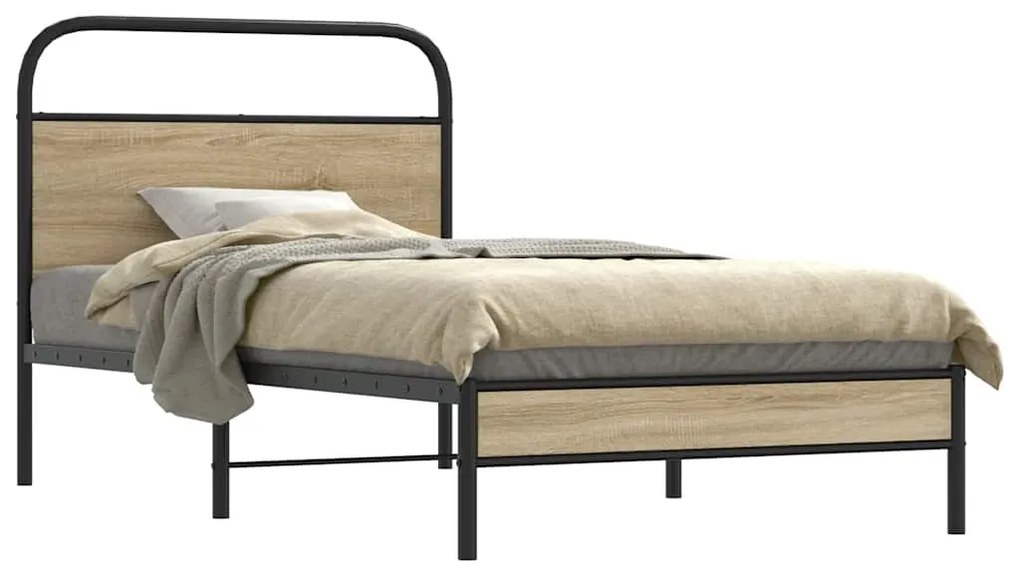 Estrutura cama s/ colchão derivados de madeira carvalho fumado