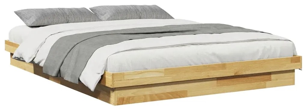 Estrutura de cama sem colchão 135x190 cm de madeira de carvalho
