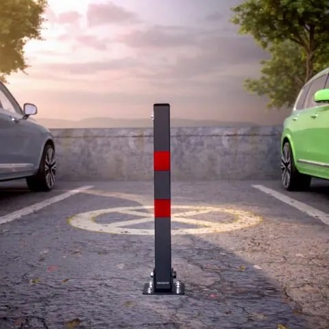 Conjunto de 4 postes de estacionamento dobráveis 5 x 5 x 65 cm Cinzentos