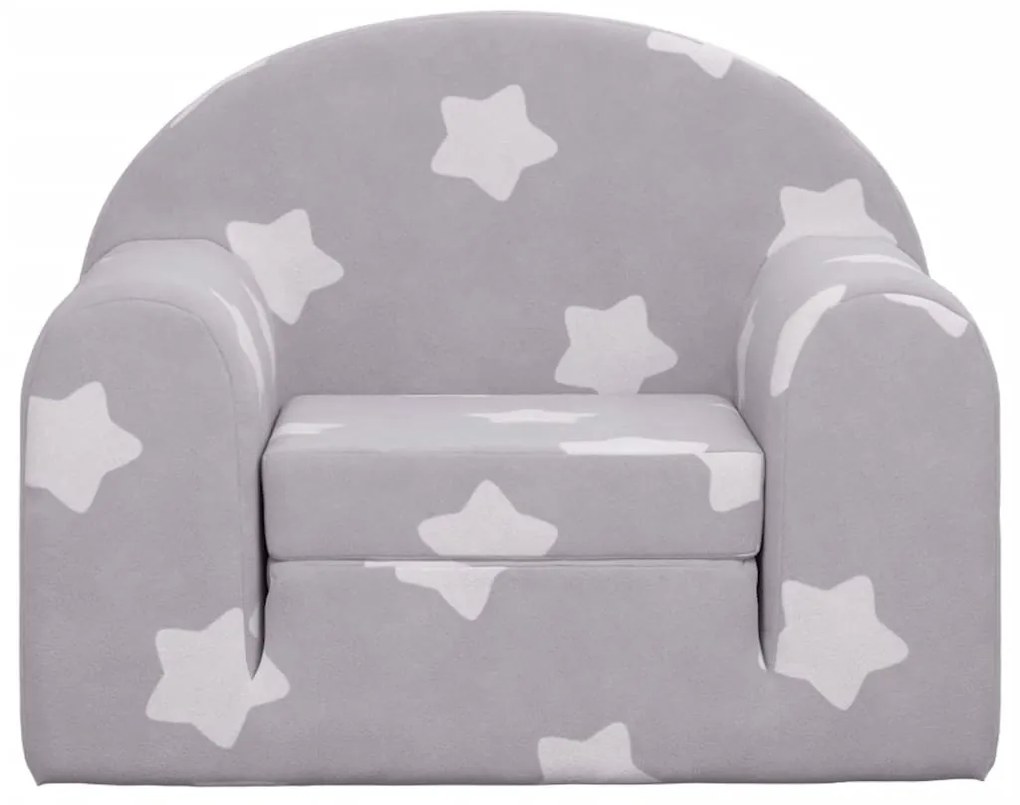 Sofá-cama infantil c/ estrelas pelúcia macia cinzento-claro